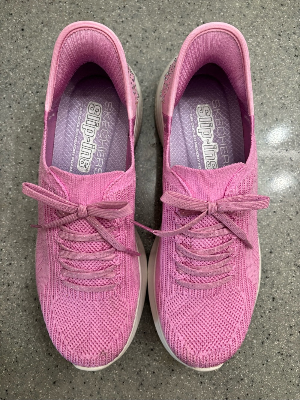 Skechers Slip-Ins Knit Lace-Up Sneakers - Pink